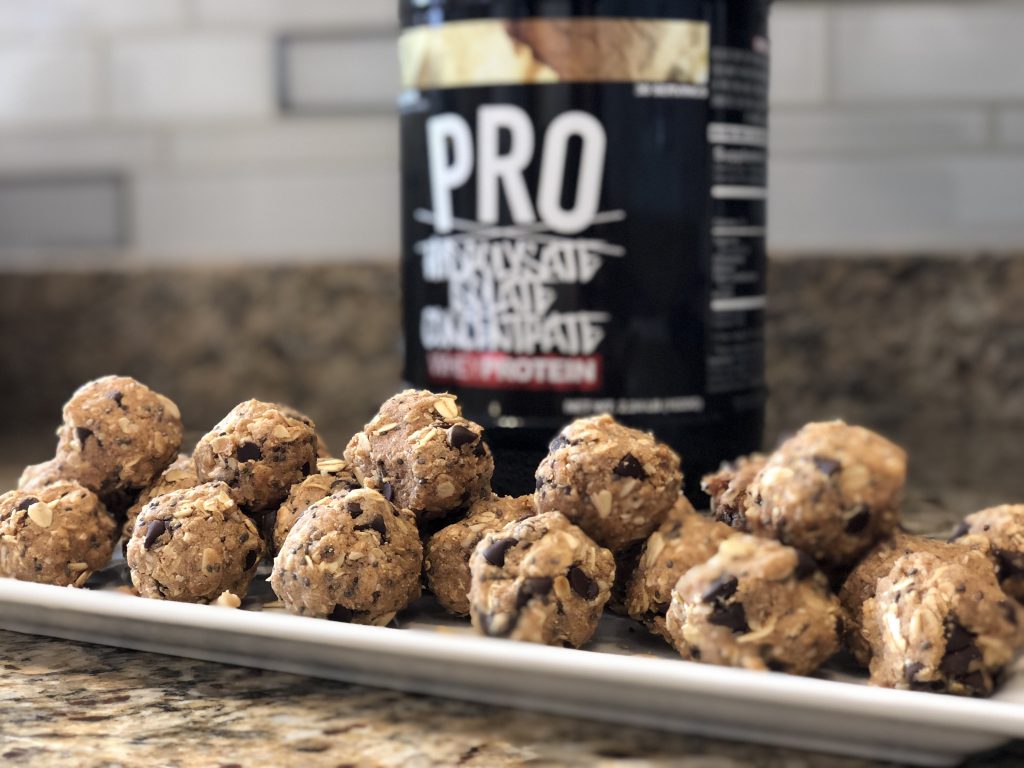 Chocolate Chip Peanut Butter Protein Balls with Run Everything Labs Vanilla Whey Protein