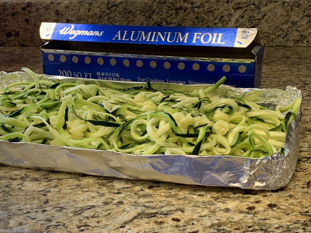 Grilling Zucchini Noodles in Tin Foil
