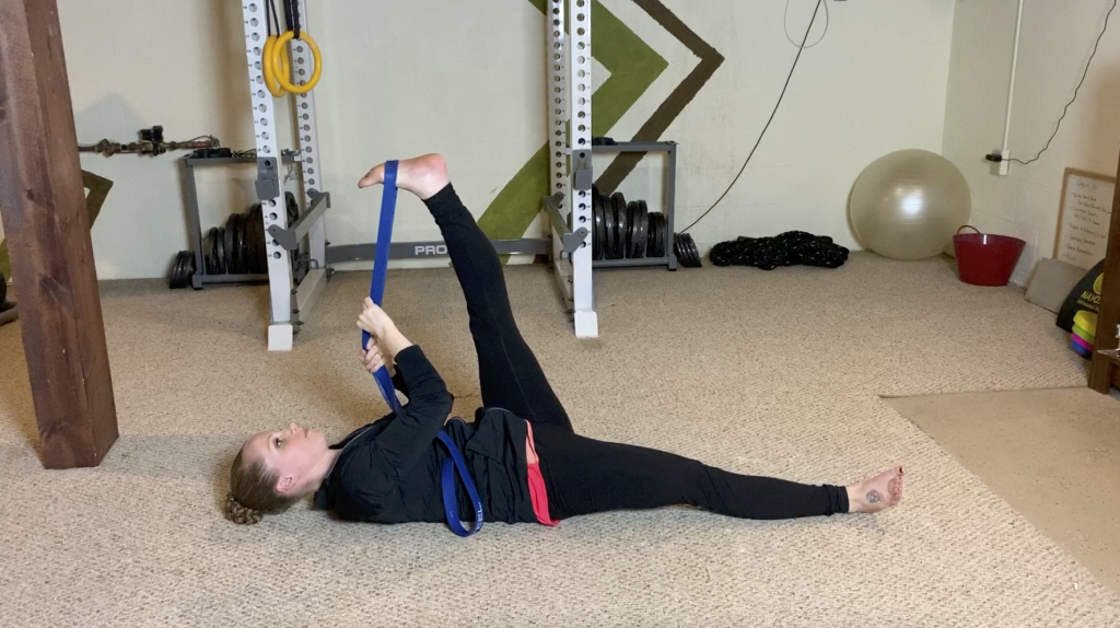 Laying Resistance Band Calf and Hamstring Stretch